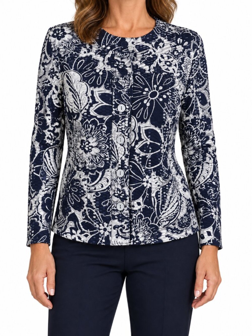Alfred Dunner Women's Floral Print Button Front Jacket, 12P